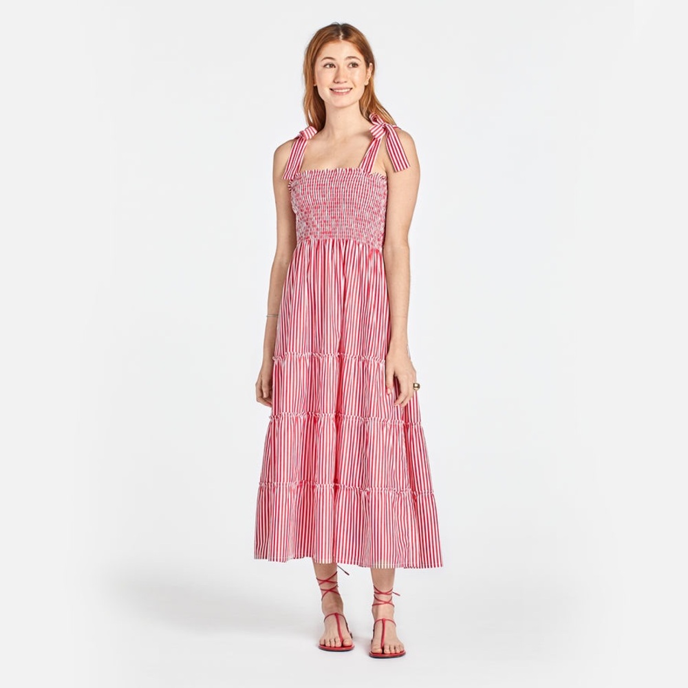 Maxwell and Geraldine BROOKE Striped Red Maxi Dress Small